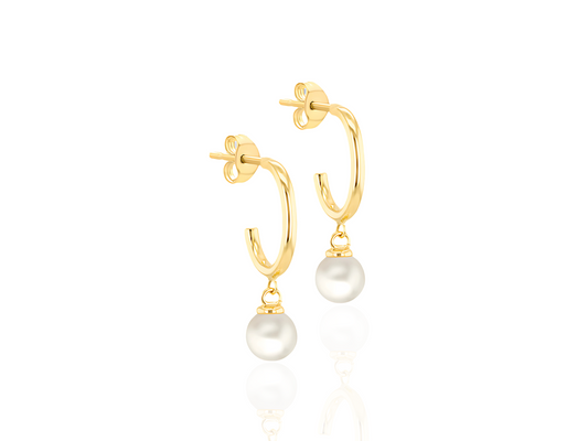 9ct Gold Freshwater Pearl Drop Earrings – Double 5mm Pearls