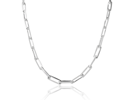 Sterling Silver 5mm Faceted Paperclip Chain Necklace – 51cm