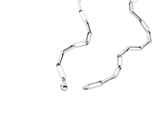 Sterling Silver 5mm Faceted Paperclip Chain Necklace – 51cm