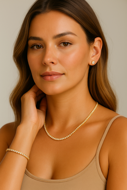 Gold Tennis Necklace – 3mm CZ, 40cm | Sterling Silver, Gold Plated