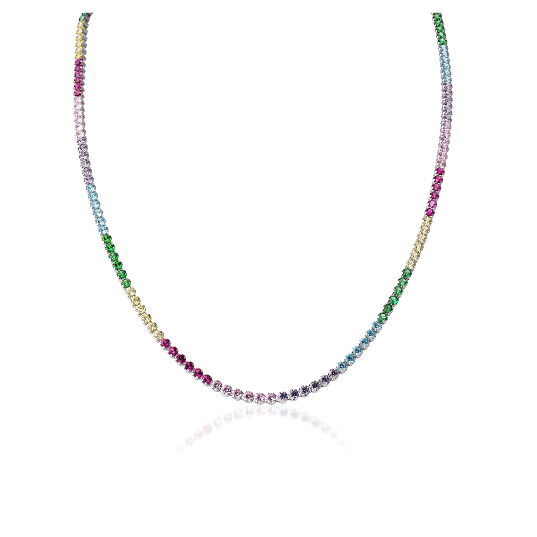 Rainbow Cubic Zirconia Tennis Necklace - RubyJade 