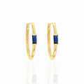Gold Sapphire Paperclip Huggies - RubyJade 