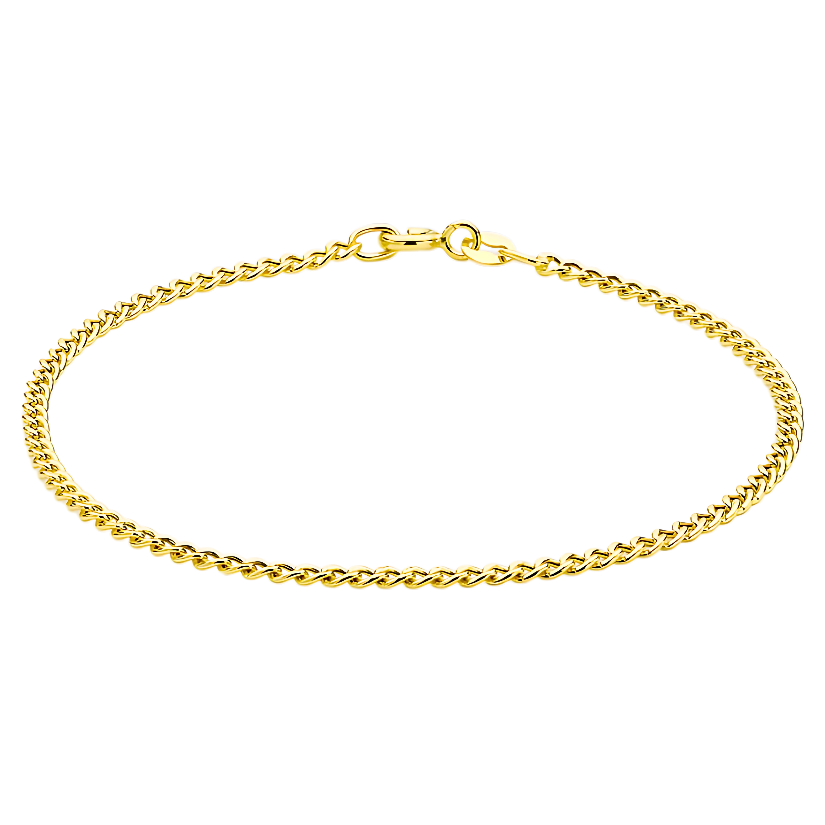 Gold 2mm Curb Chain Anklet – 24cm - RubyJade 