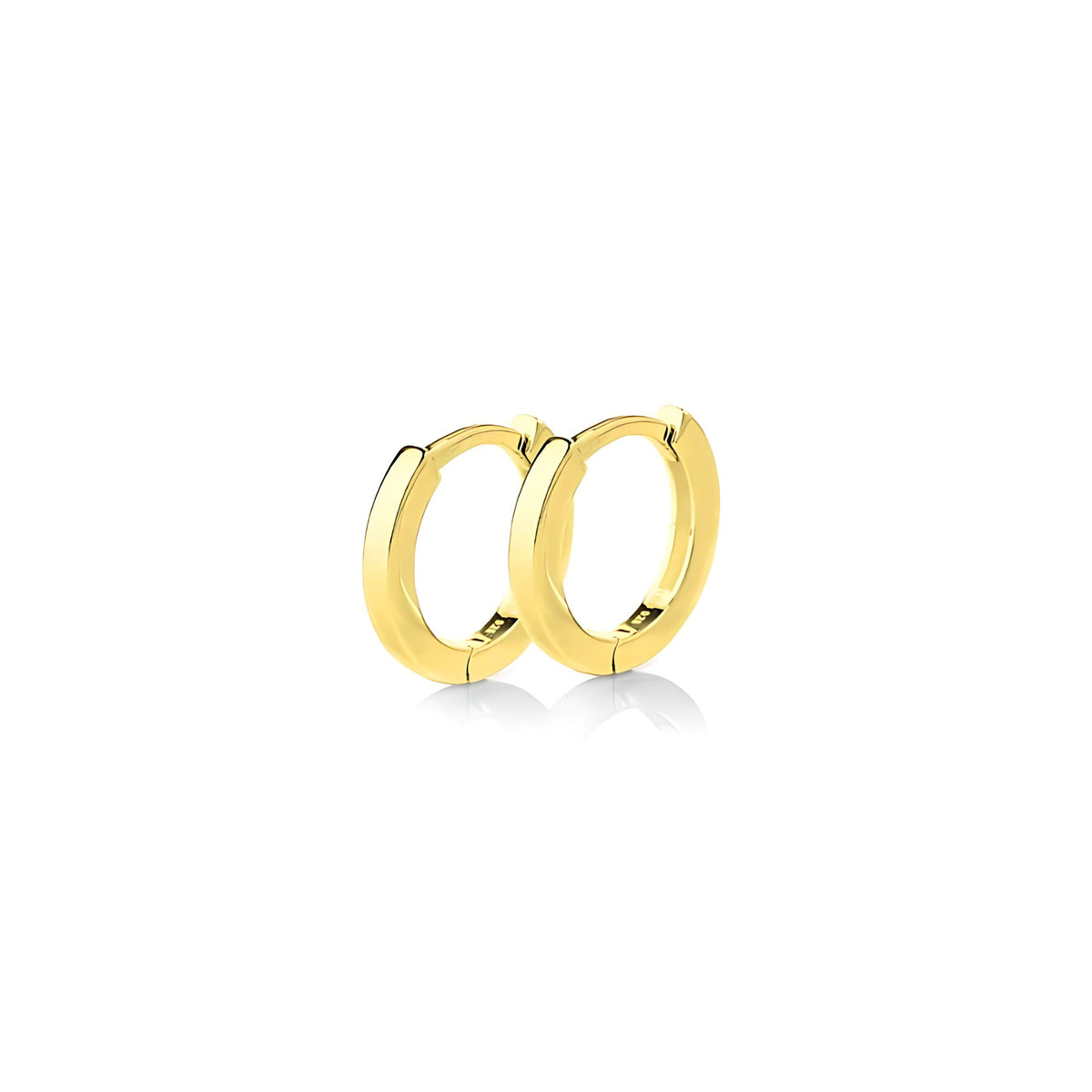 12mm small hoop earrings in yellow gold plated sterling silver
