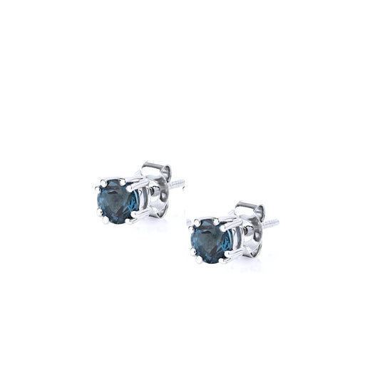 Sterling Silver London Blue Topaz Stud Earrings – 5mm
