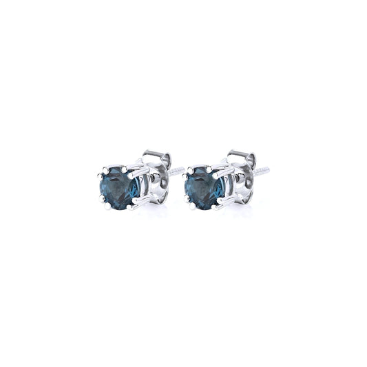 Sterling Silver London Blue Topaz Stud Earrings – 5mm