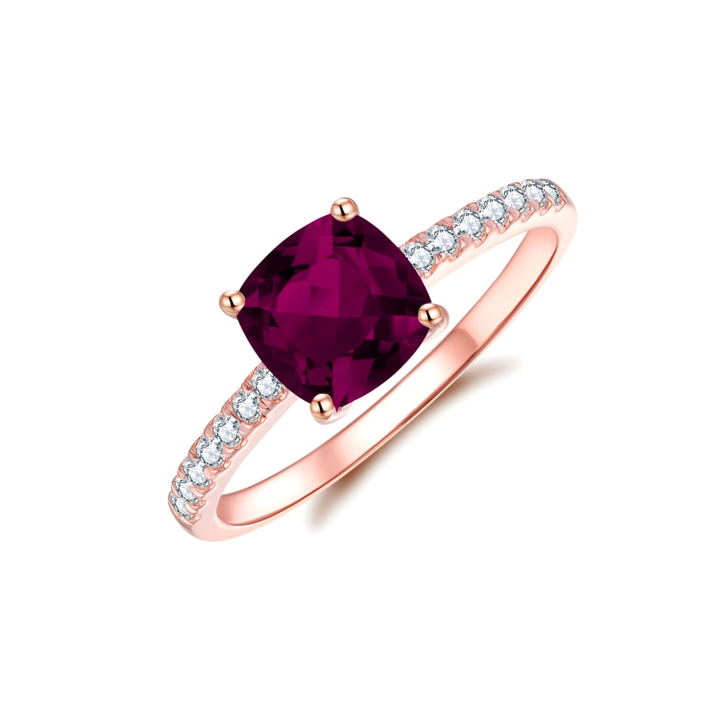 Custom-Made 9ct Gold Rhodolite Garnet and Diamond Ring