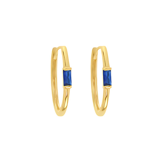 9ct Yellow Gold Sapphire Paperclip Huggie Earrings