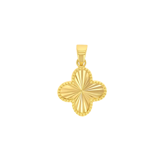 Gold 4 Leaf Clover Pendant with Beaded Border - RubyJade 