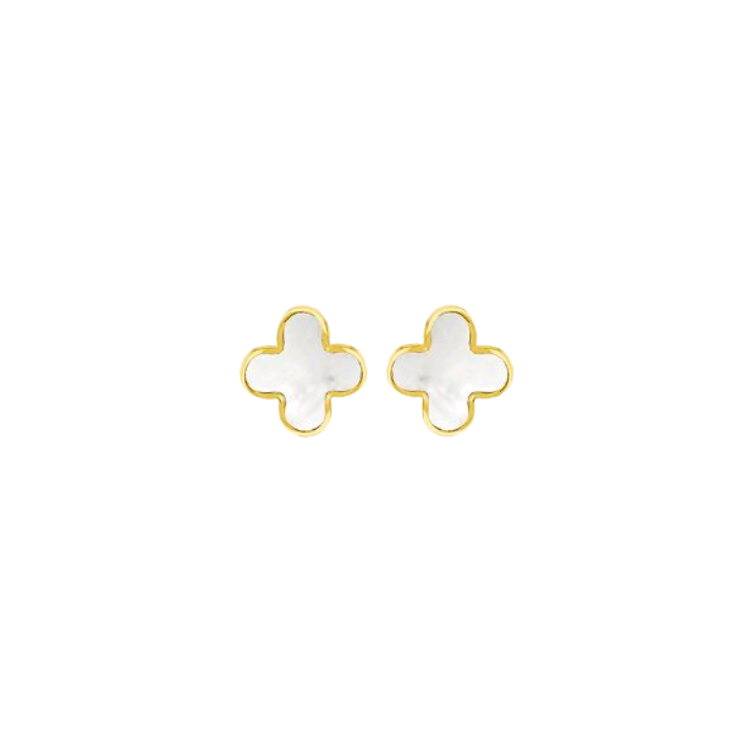 Gold Mother of Pearl Petal Studs - RubyJade 