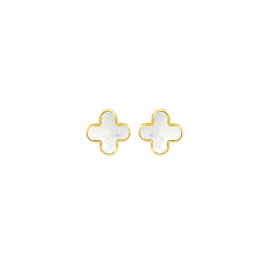 Gold Mother of Pearl Petal Studs - RubyJade 