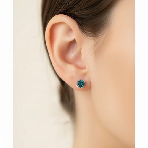 London Blue Topaz Stud - Petite Scale