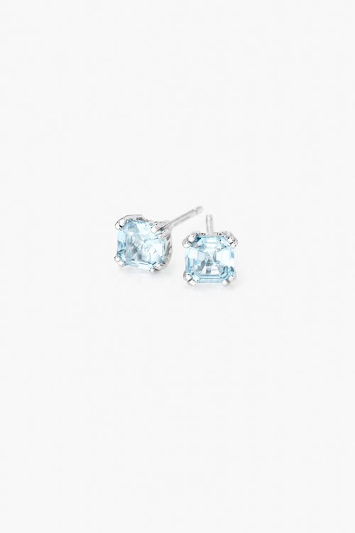 Refined Blue Topaz Asscher-cut stud earrings
