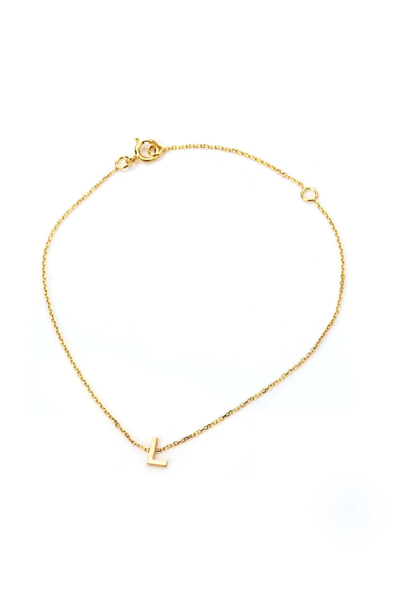 Custom 9 Carat Yellow Gold Initial Adjustable Bracelet | Personalized and Meaningful Gift | Adjustable Length for Custom Fit - RubyJade