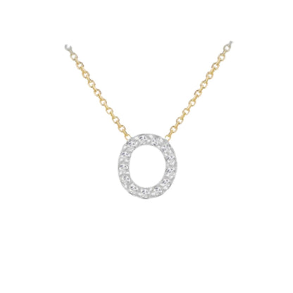 Made to Order 9 Carat Yellow Gold & White Gold Diamond Mini Initial Necklace 38CM/15"-43CM/17" - Adjustable Length | Perfect Gift - RubyJade