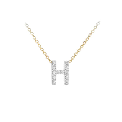 Made to Order 9 Carat Yellow Gold & White Gold Diamond Mini Initial Necklace 38CM/15"-43CM/17" - Adjustable Length | Perfect Gift - RubyJade